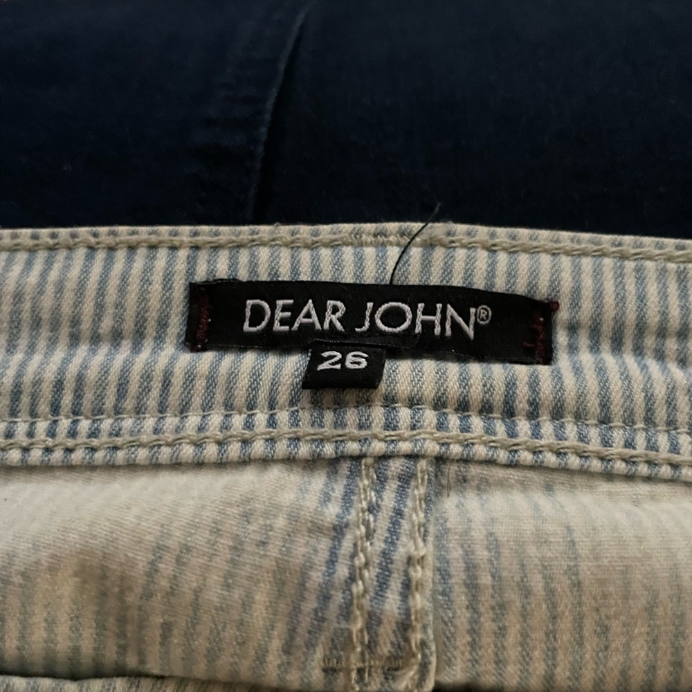 Dear John blue and white distressed, cuffed jeans